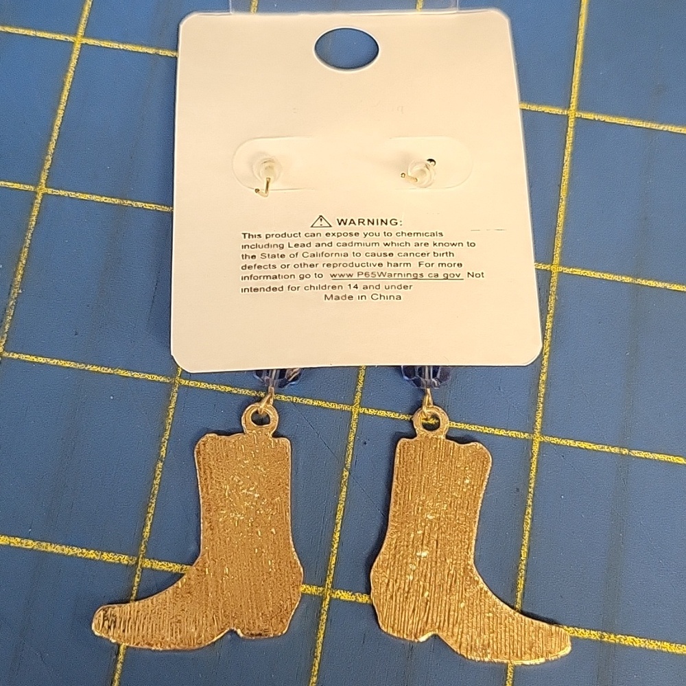 Nicole Purest Essence Enamel Cowboy Boot Drop Earrings NWT - Picture 2 of 2